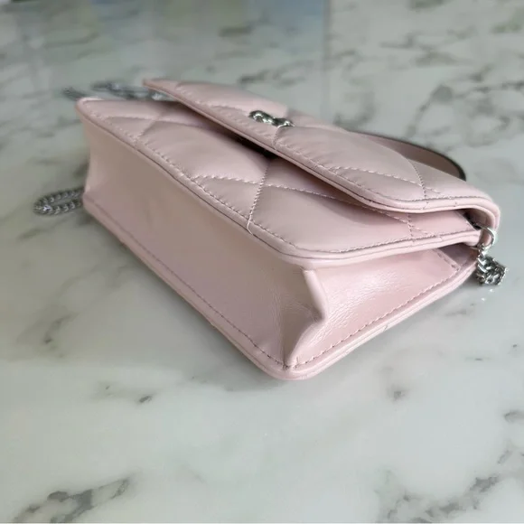 Tory Burch Kira Mini Quilted Leather Top Handle Crossbody Bag w/ Chain Soft Pink